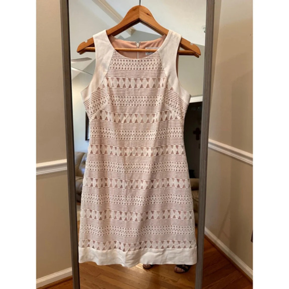Women's J. Howard White & Pink Lace Dress Size 6‎ - Picture 1 of 4